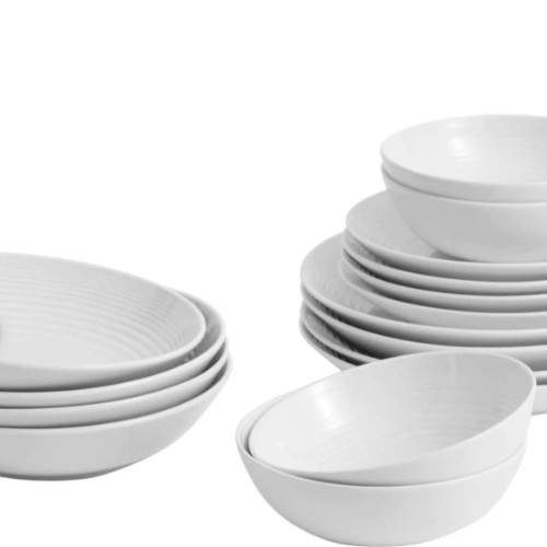 Gordon Ramsay Maze Dinnerware 16 Piece Set with Pasta Bowls in White